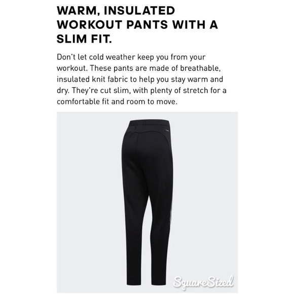 ADIDAS Light Fabric Climawarm Long Black White Stripe Pants M - Picture 6 of 9